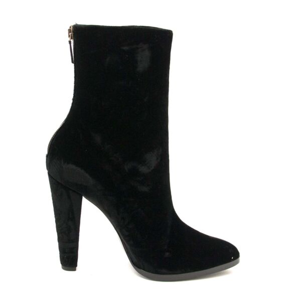Balmain Black Velvet Baroque Boots - Size 41