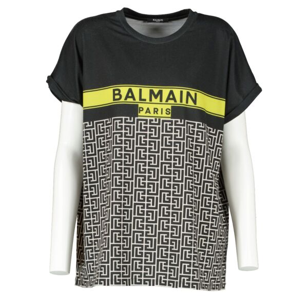 Balmain Black Monogram T-shirt - size L