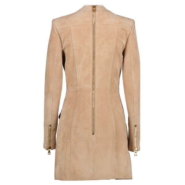 Balmain Spring/Summer 2016 Beige Suede Lace Up Dress - Size 36