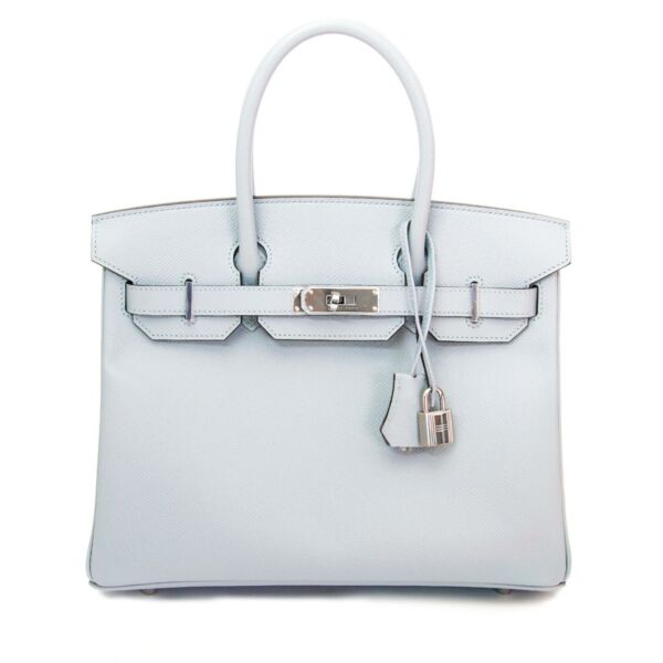 100% authentic sac a mai Brand New Hermes Birkin 30 Blue Glacier Veau Epsom 