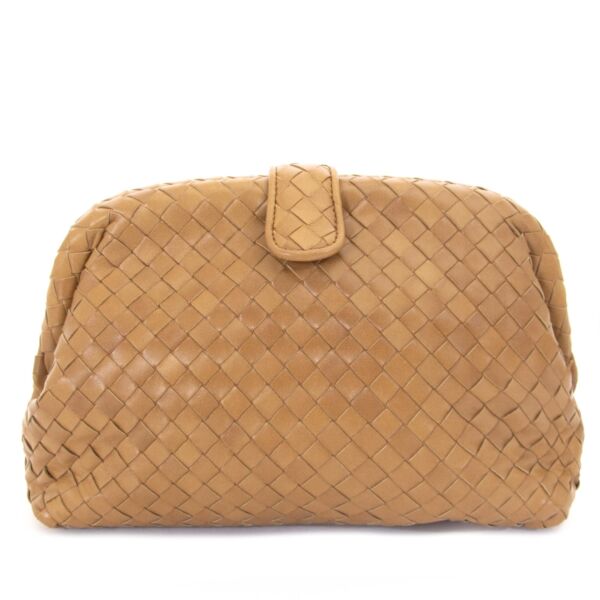 Bottega Veneta Brown Leather Pouch now for sale at labellov vintage fashion webshop belgium
