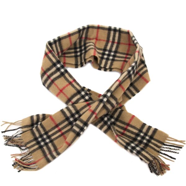 Burberry Camel Check Cashmere Scarf for the best price at Labellov.com