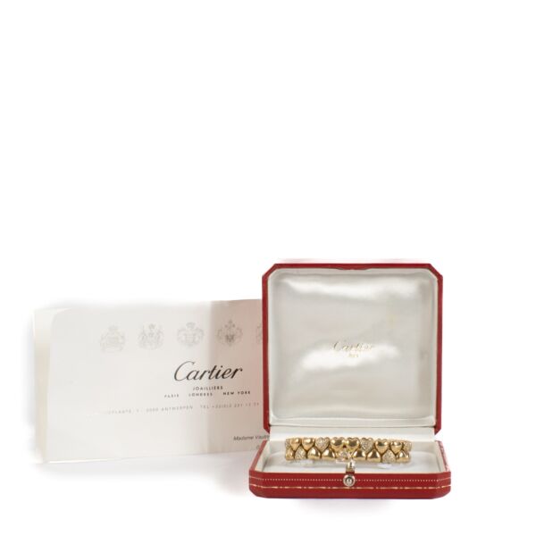 Cartier Vintage Gold Double Coeur Diamonds Bracelet 