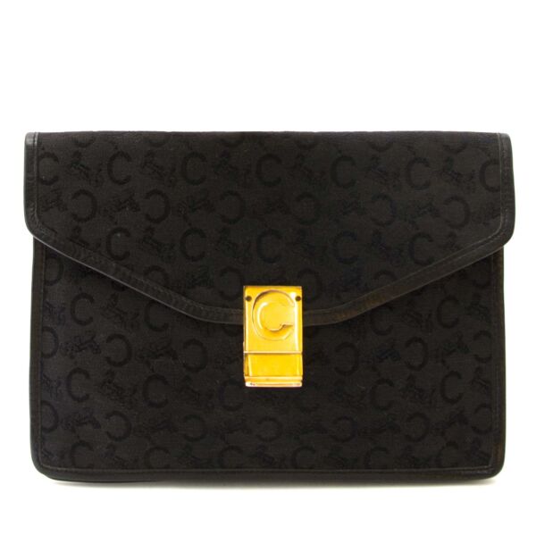 céline paris black monogram clutch now for sale at labellov vintage fashion webshop belgium