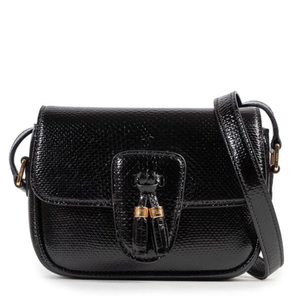 Céline Black Python-embossed Tassel Bag Small
