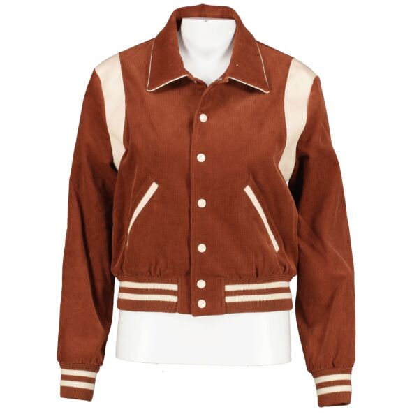 Celine Brown Corduroy Black Logo Teddy Jacket