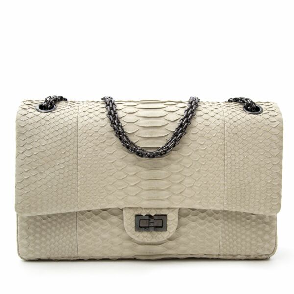 Buy an authentic Chanel Beige Phyton 2.55 Jumbo Flap Bag at the right price