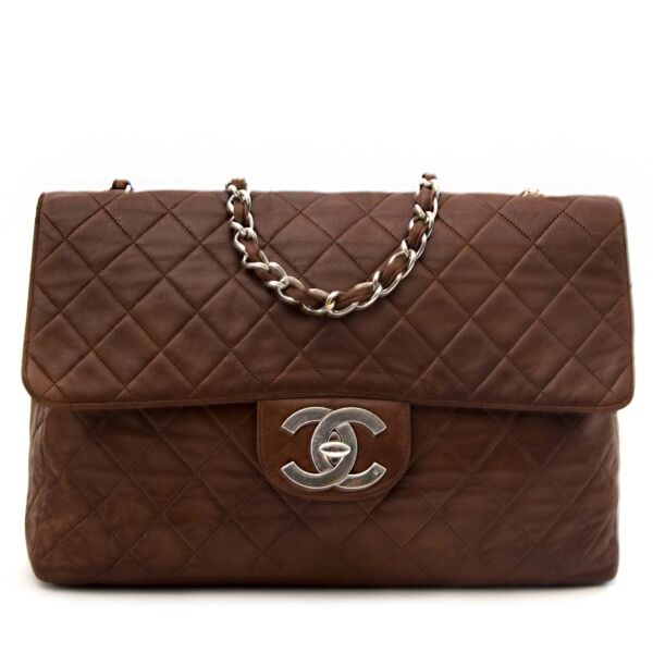 koop veilig online tegen de beste prijs Chanel Vintage Brown Classic Flap Bag 