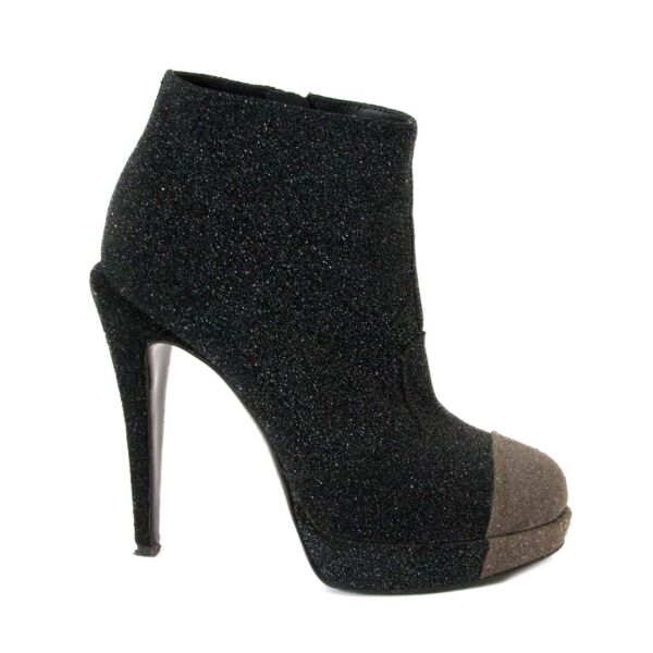 Chanel Black Sparkle Ankle Boots - size 36 now for sale at labellov vintage fashion webshop belgium