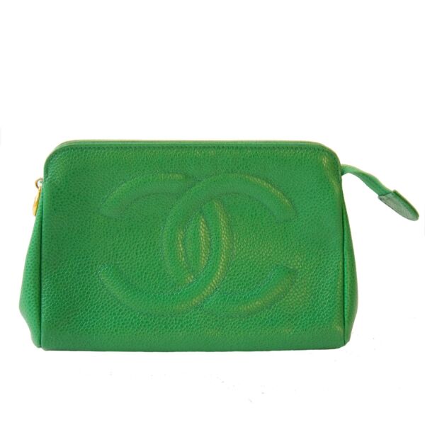buy chanel green double c pochette now online at labellov vintage fashion webshop belgium
