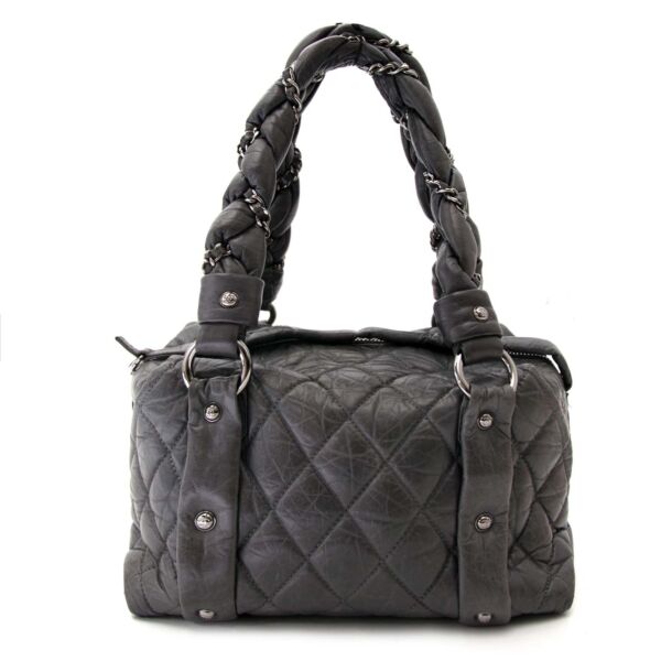 Chanel Grey Distressed Leather Lady Braid Small Tote Bag acheter en linge 