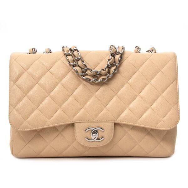 Chanel Beige Caviar Jumbo Flap Bag