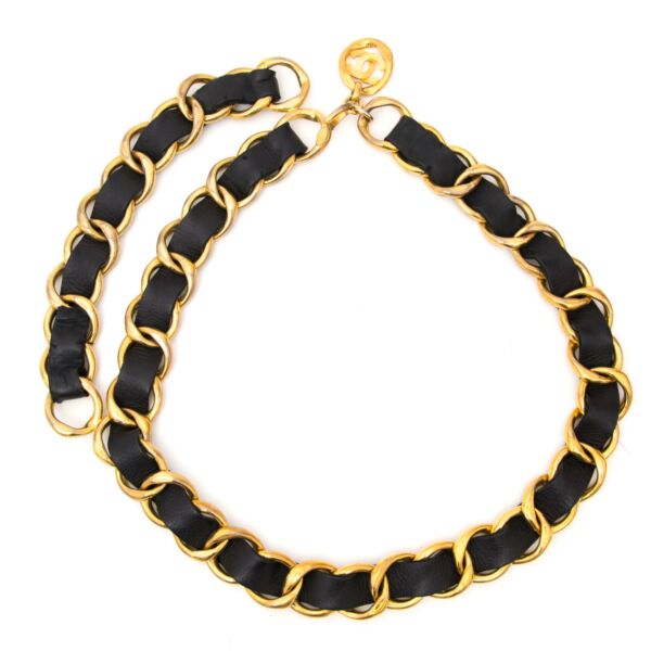 chanel black leather weave belt swag now online at labellov.com