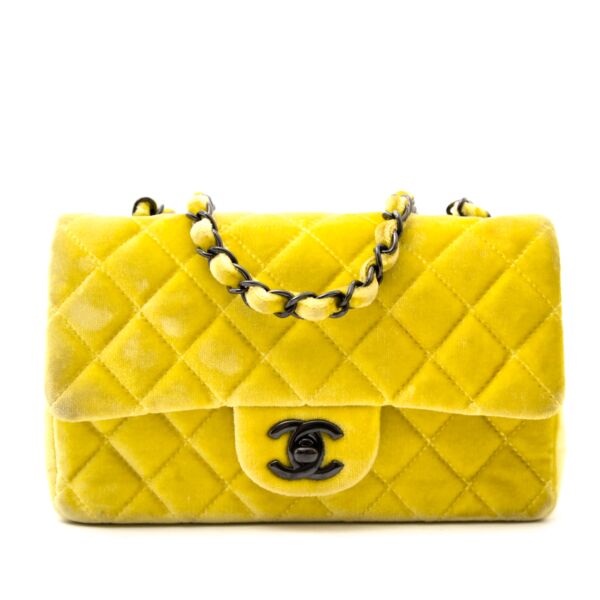 chanel yellow velvet classic new mini flap bag now online at labellov.com