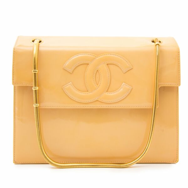 CHanel Moutarde Patent Flap Bag now online at labellov.com for the best price