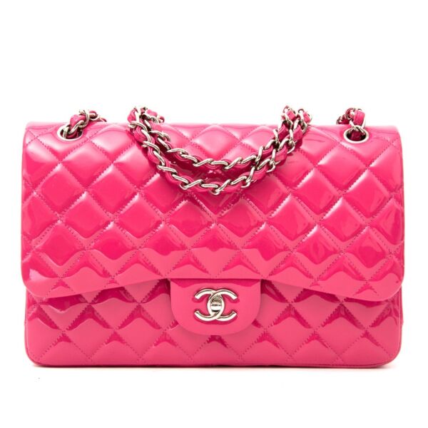 koop veilig online aan de beste prijs Brand New Chanel Jumbo Classic Flap Bag Patent Candy Pink 