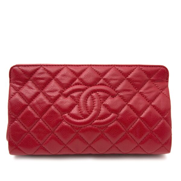 Shop safe and secure online Chanel Red Caviar Quilted Clutch Bag 