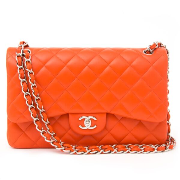 Brand New Chanel Orange Red Jumbo Double Flap Bag for the best price on Labellov secondhand luxury