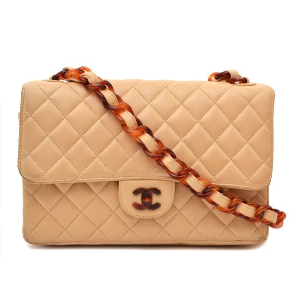Chanel Classic Flap Bag Nude with Tortoise Details for the best price available online at Labellov secondhand luxury