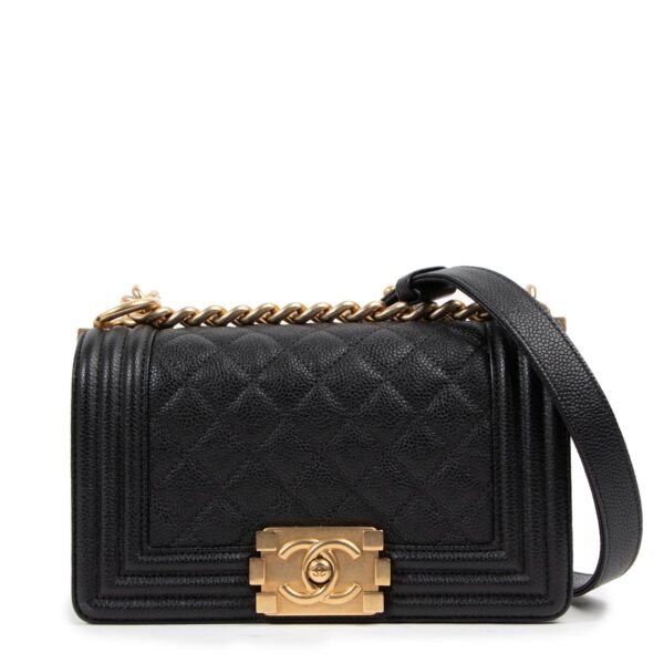 Chanel Black Caviar Leather Small Boy Bag