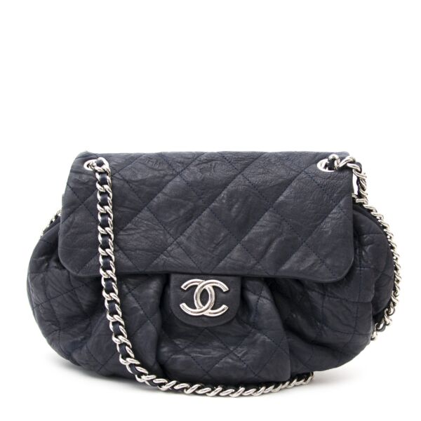Chanel Blue Grey Chain Wrap Around Flap Bag now online for the best price