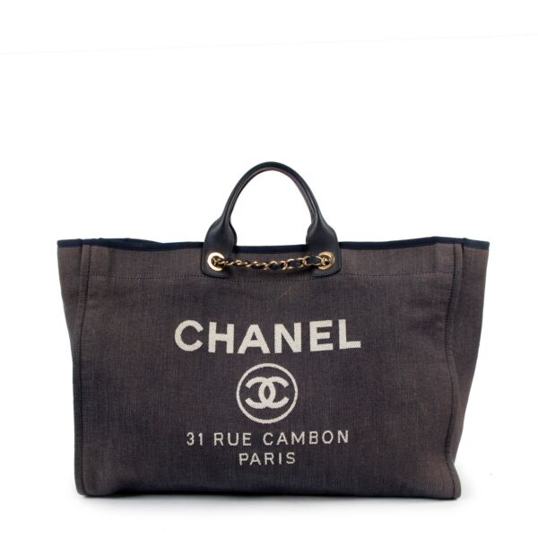 Chanel Denim Deauville Maxi Shopping Tote Bag