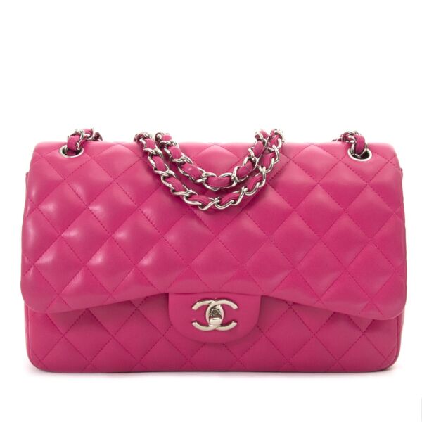 Chanel Bubblegum Pink Jumbo Double Classic Flap Bag PHW for sale at Labellov