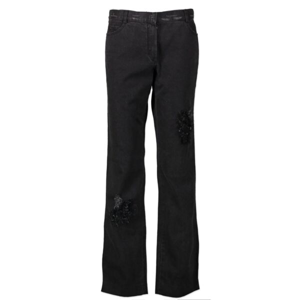 Chanel Dark Grey Tweed Patch Jeans - Size 40
