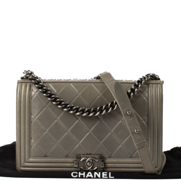 Chanel Paris-Salzburg Grey Calfskin Medium Boy Bag