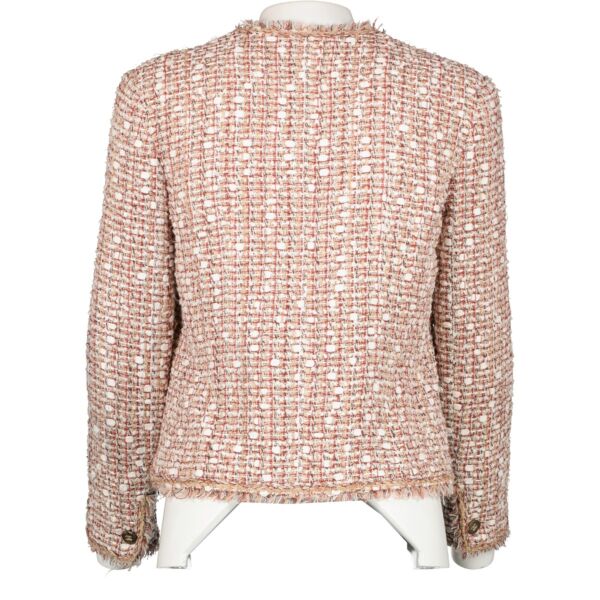 Chanel Spring 2006 Pink Tweed Fringed Metallic Classic Jacket - Size FR38