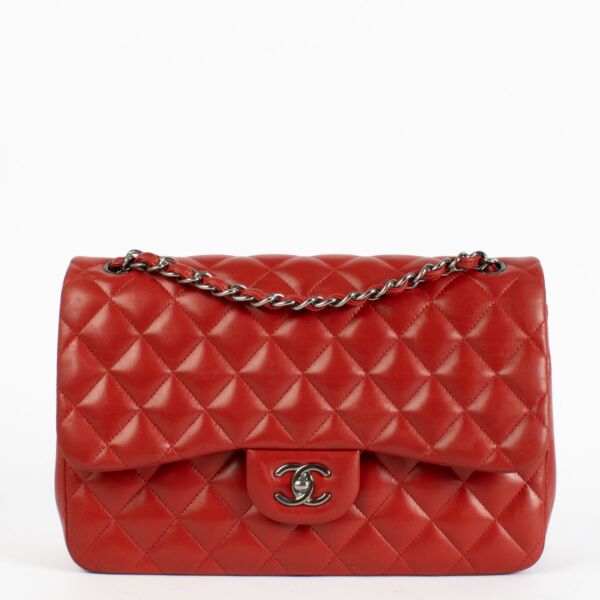 Chanel red leather handbag