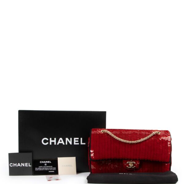 Chanel Pre-Fall 2010 Red Sequin Paris-Shanghai Medium Classic Flap Bag