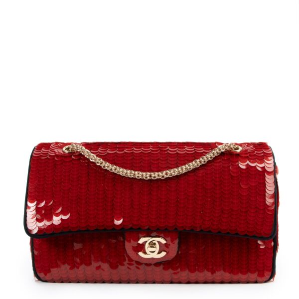 Chanel Pre-Fall 2010 Red Sequin Paris-Shanghai Medium Classic Flap Bag