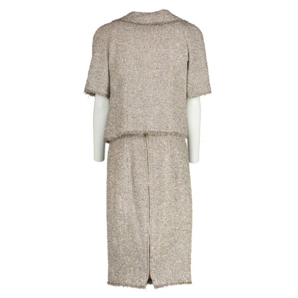 Chanel 18C Silver Jacket/Skirt Set - size 40