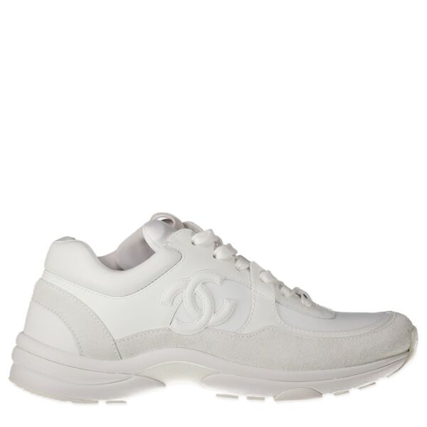 Chanel CC Logo Triple White Sneakers - Size 39
