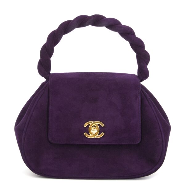 koop veilig online jouw tweedehands Chanel Vintage Purple Suede Mini Bag