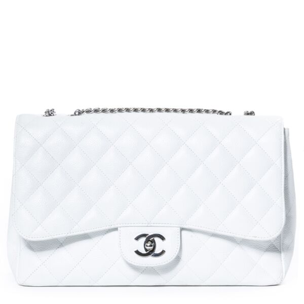 Chanel White Jumbo Caviar Leather Bag for the best pice