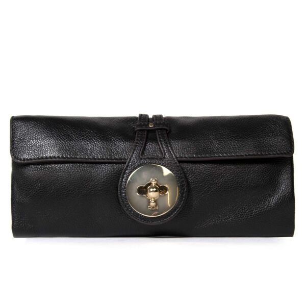 chloe black leather turn-lock clutch now for sale at labellov vintage fashion webshop belgium
