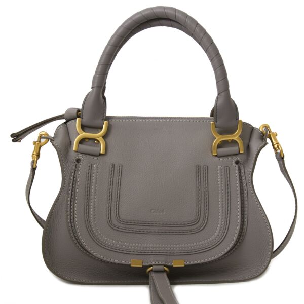 Chloé Marcie Medium Mouse Grey Pebbled Leather Handbag
