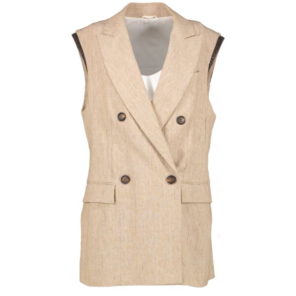 shop 100% authentic second hand Brunello Cucinelli Beige Sleeveless Jacket - Size IT40 on Labellov.com
