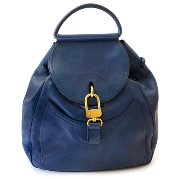 delvaux blue Lucifer GM backpack now for sale at labellov vintage fashion webshop belgium