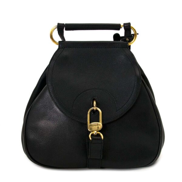 Delvaux Black Leather Cerceau Backpack