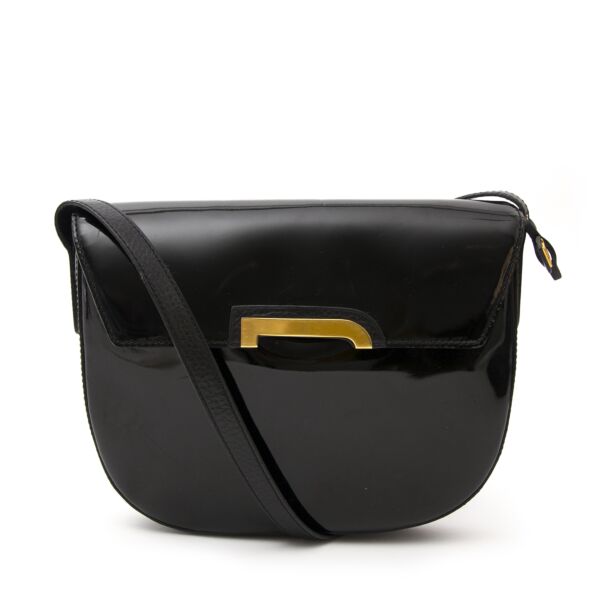Delvaux Black Crossbody Bag Patent Leather for sale in Antwerp Belgium, luxury items at affordable prices, vintage.