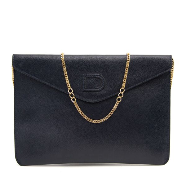Delvaux blauwe clutch met gouden ketting nu online bij labellov.com