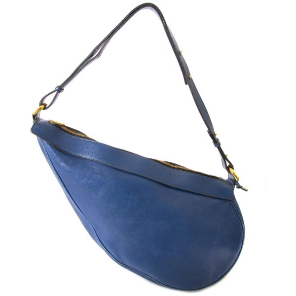 Delvaux Blue Saddle Bag now for sale at labellov vintage fashion webshop belgium