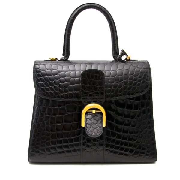Shop luxury items in Antwerp like Delvaux Black Croco Brillant MM 