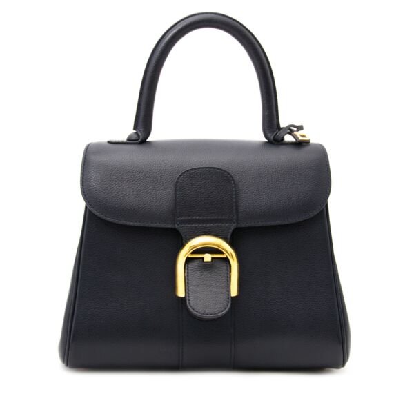 acheter en ligne seconde main sac a main Delvaux Dark Blue Brillant PM 