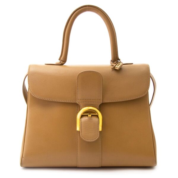 Delvaux Brillant Beige MM Leather Bag 100% authent