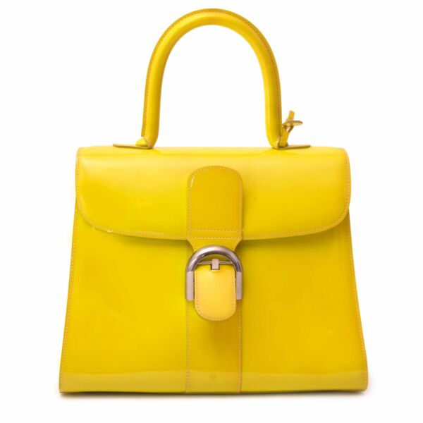 shop safe online secondemain Rare Delvaux Limited Patent Fluo Yellow Brillant 
