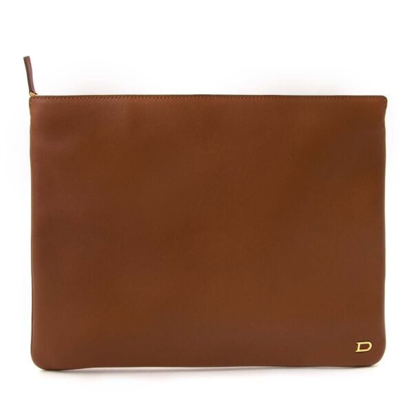 Delvaux Brown Leather Pochette Clutch for sale online at Labellov secondhand luxury